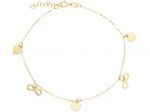 Golden bracelet k14 with hangging hearts & infinity symbol (code S252090)